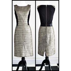 Rachel Roy Signature Black And Gold Foil Tweed Sheath Dress Size 0